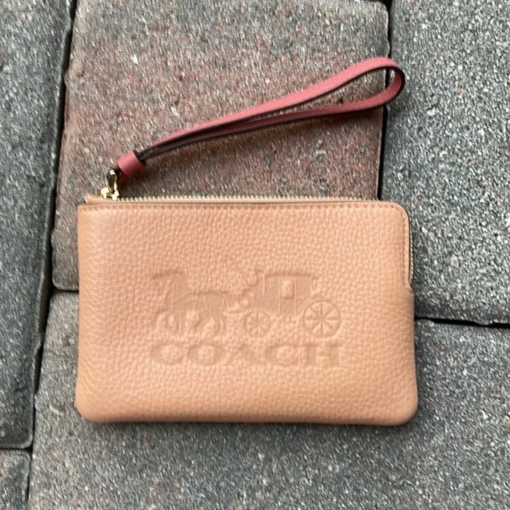 Coach Corner Zip Wristlet In Colorblock With Horse And Carriage
